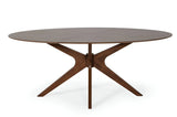 75" Brown Oval Solid Manufactured Wood Pedestal Base Dining Table - Homeroots - Flyclothing LLC