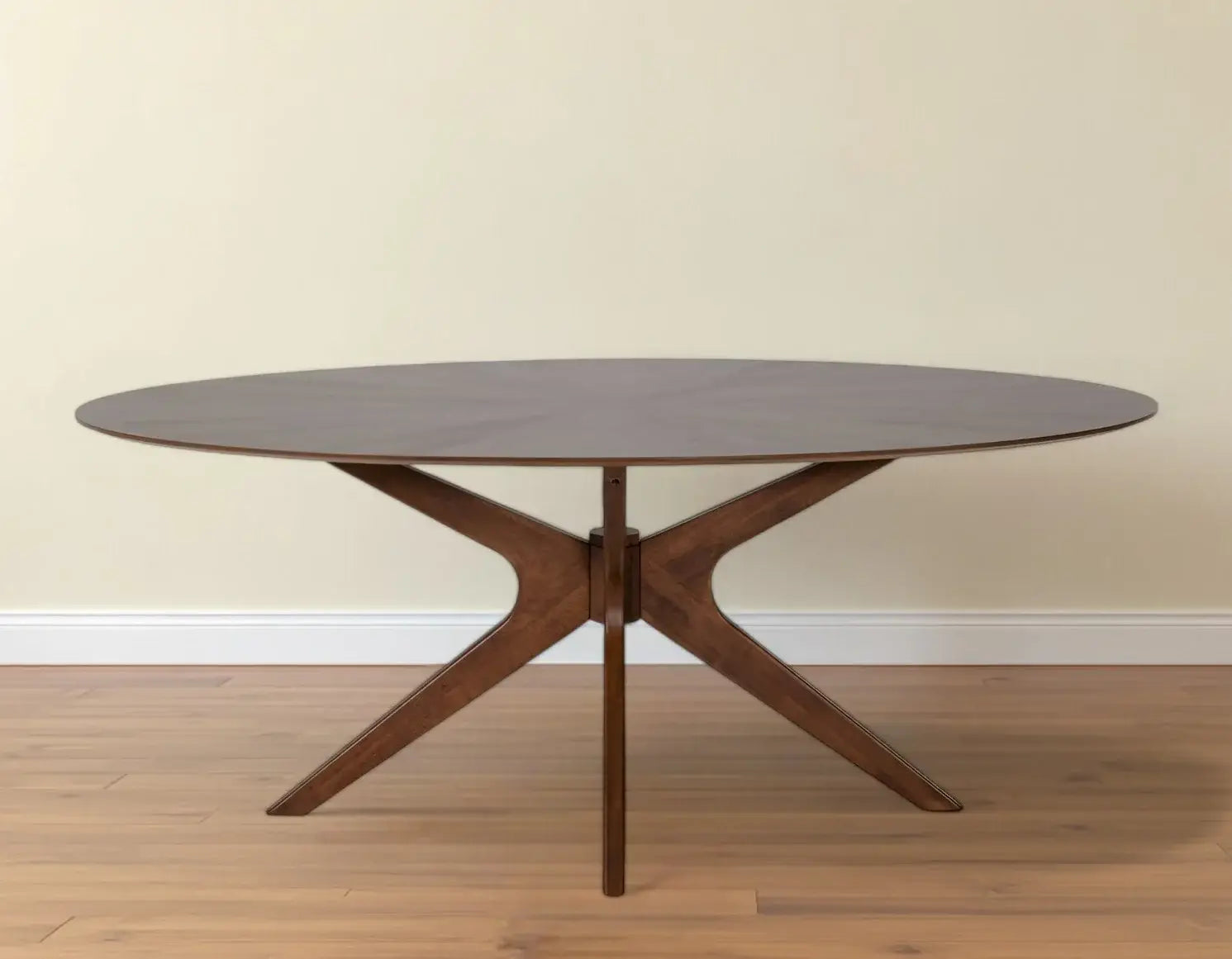 75" Brown Oval Solid Manufactured Wood Pedestal Base Dining Table - Homeroots - Flyclothing LLC