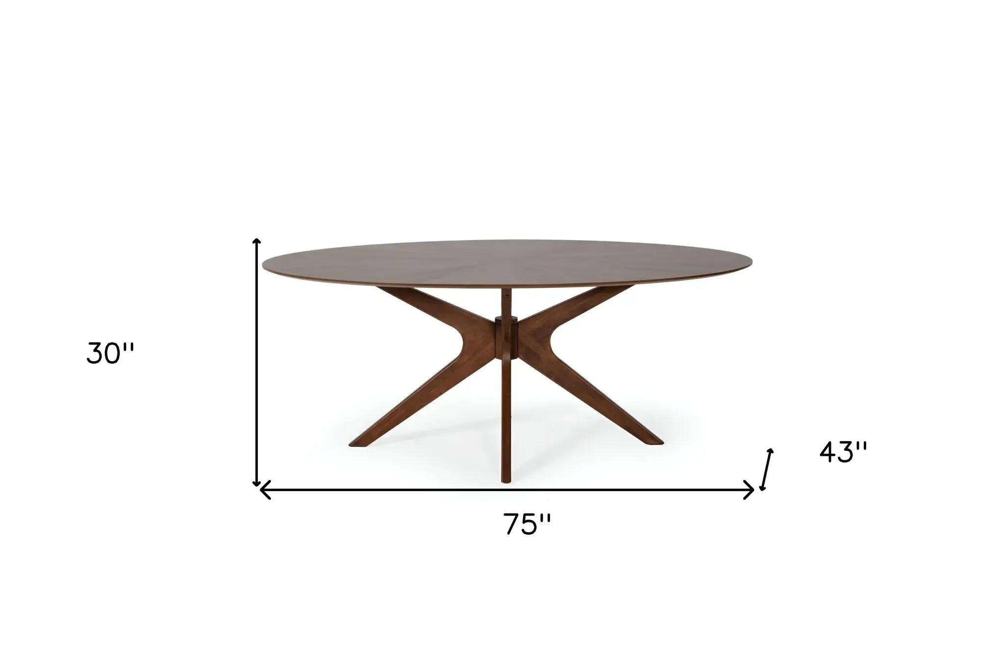75" Brown Oval Solid Manufactured Wood Pedestal Base Dining Table - Homeroots - Flyclothing LLC