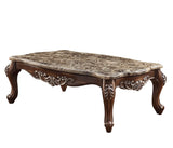 57" Brown And Oak Faux Marble And Solid And Manufactured Wood Coffee Table - Homeroots - Flyclothing LLC