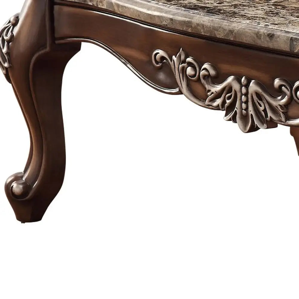57" Brown And Oak Faux Marble And Solid And Manufactured Wood Coffee Table - Homeroots - Flyclothing LLC