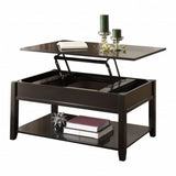 40" Black Manufactured Wood Lift Top Coffee Table With Storage - Homeroots - Flyclothing LLC