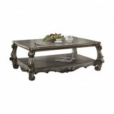 59" Gray Polyresin Coffee Table With Shelf - Homeroots - Flyclothing LLC