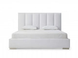 Queen White Upholstered Channel Tufted Velvet Bed Frame - Homeroots - Flyclothing LLC
