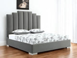 Queen Grey Upholstered Vertical Channel Velvet Bed with USB - Homeroots - Flyclothing LLC