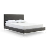 Queen Size Dark Grey Upholstered Faux Leather Bed Frame - Homeroots - Flyclothing LLC