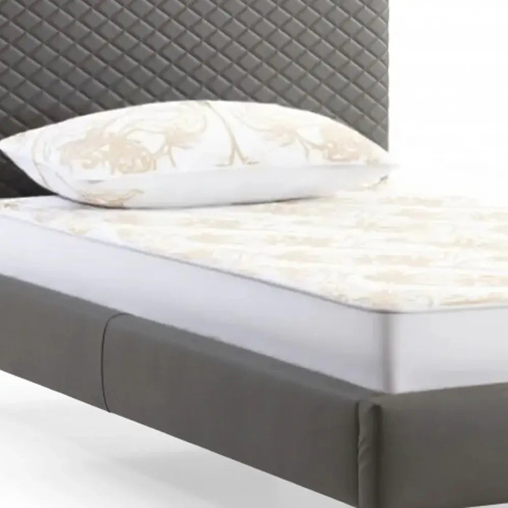 Twin Size Dark Grey Upholstered Faux Leather Bed Frame - Homeroots - Flyclothing LLC