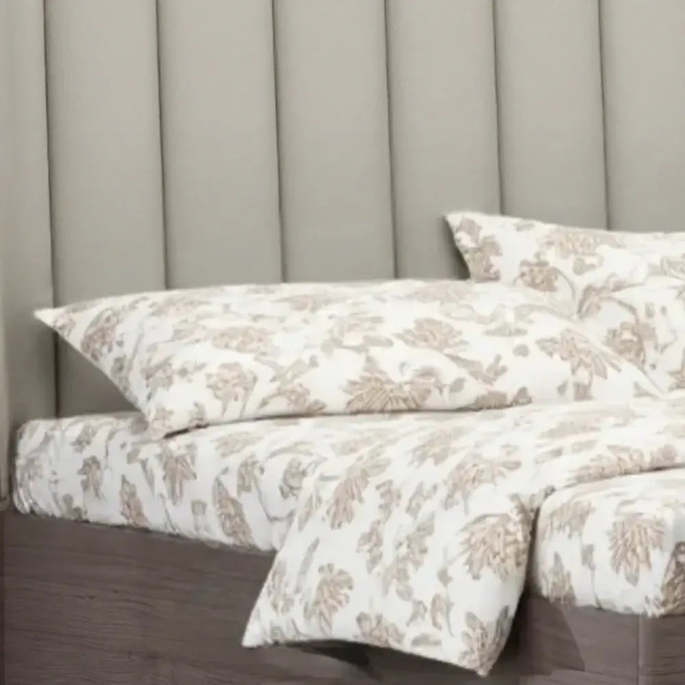 King Grey Upholstered Faux Leather and Ivory Gloss Bed Frame - Homeroots - Flyclothing LLC