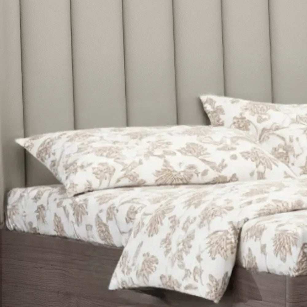 King Grey Upholstered Faux Leather and Ivory Gloss Bed Frame - Homeroots - Flyclothing LLC