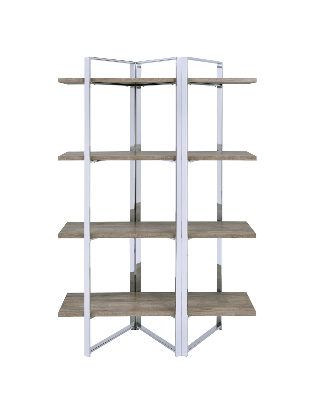 72" Brown and Silver Metal Four Tier Etagere Bookcase - Homeroots - Flyclothing LLC