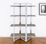 72" Brown and Silver Metal Four Tier Etagere Bookcase - Homeroots - Flyclothing LLC