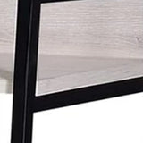 37" Natural and Black Metal Three Tier Ladder Bookcase - Homeroots - Flyclothing LLC