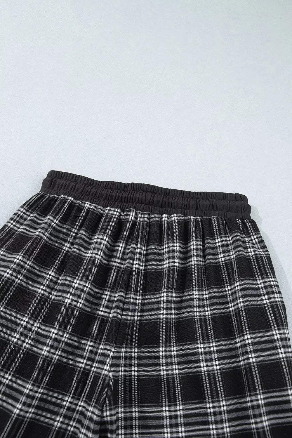 Plaid Wide-Leg Drawstring Pants - Trendsi - Flyclothing LLC