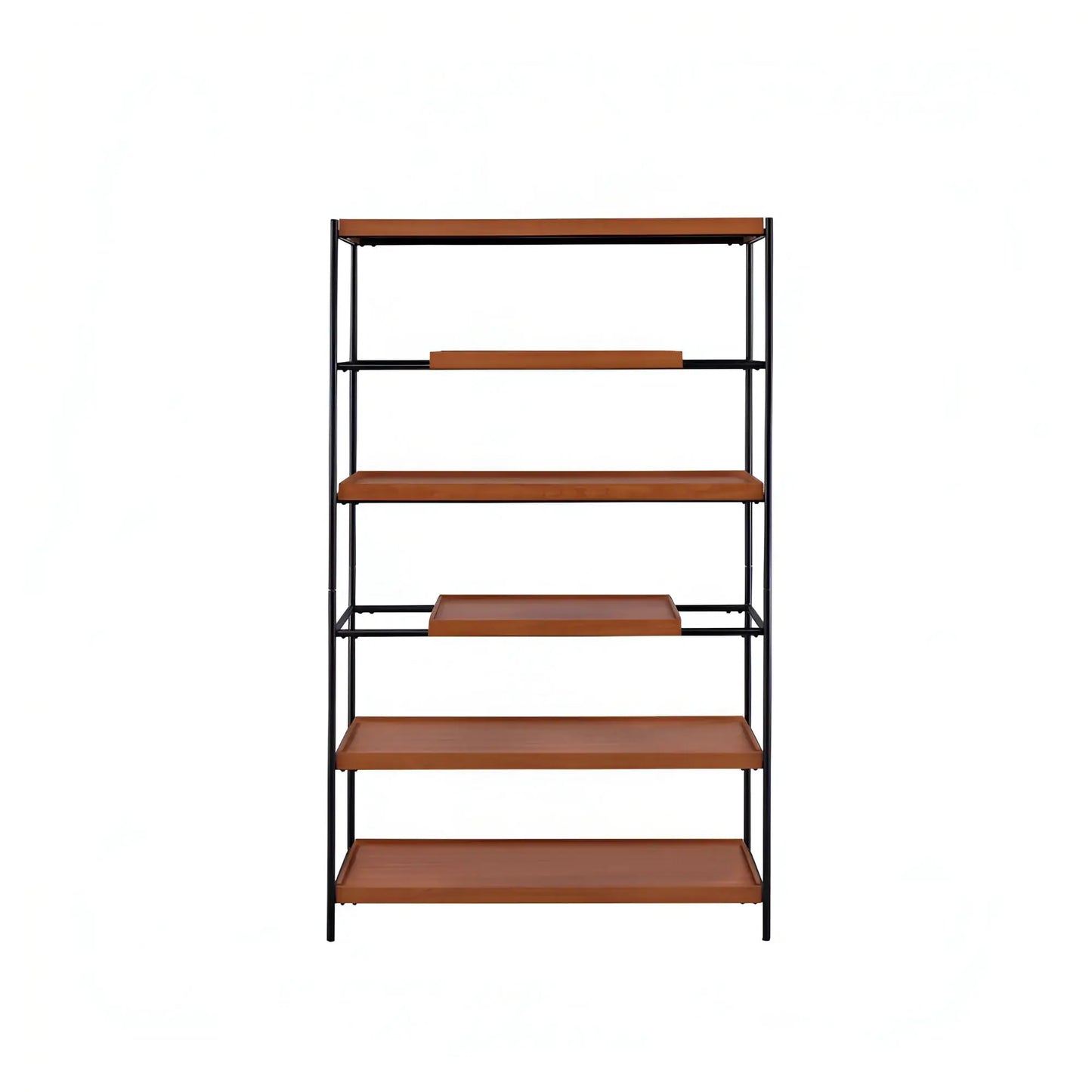 70" Brown and Black Metal Six Tier Etagere Bookcase - Homeroots - Flyclothing LLC