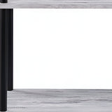 44" Antiqued White And Black Distressed Metal and Wood Four Tier Etagere Bookcase