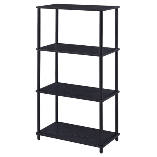 44" Black Metal and Wood Four Tier Etagere Bookcase