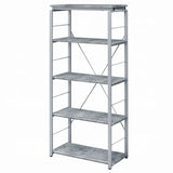 54" Gray and Silver Metal Four Tier Etagere Bookcase - Homeroots - Flyclothing LLC