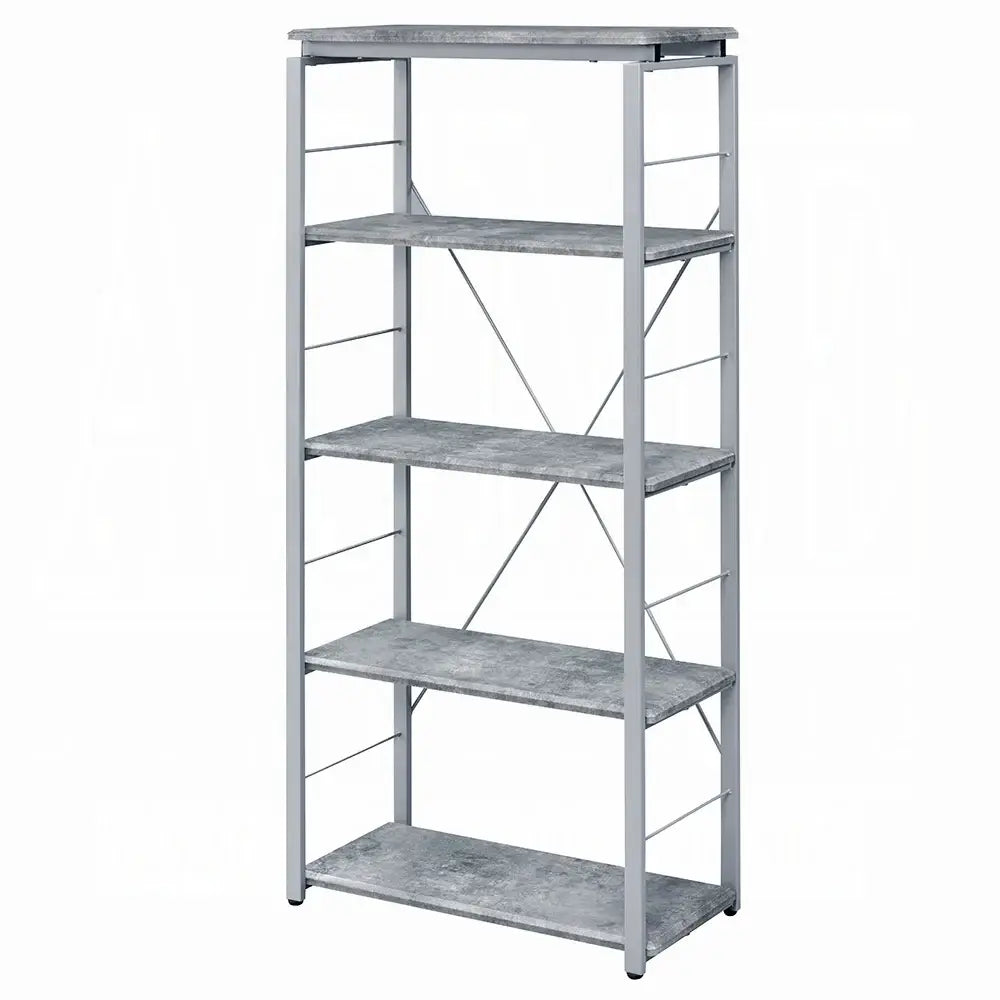 54" Gray and Silver Metal Four Tier Etagere Bookcase - Homeroots - Flyclothing LLC
