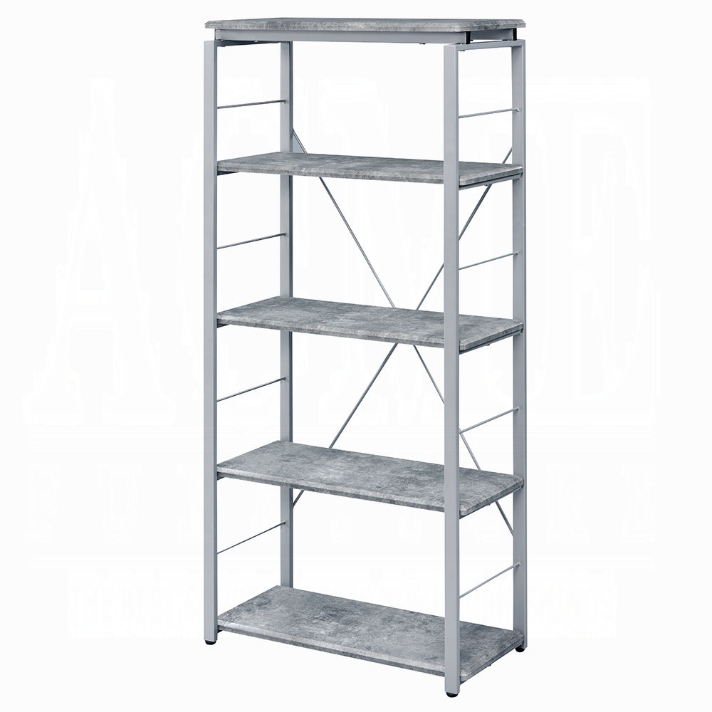 54" Gray and Silver Metal Four Tier Etagere Bookcase - Homeroots - Flyclothing LLC