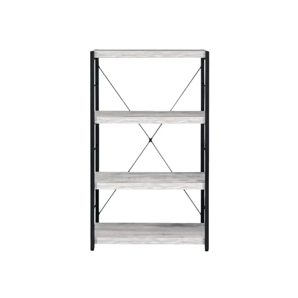 43" Antiqued White Metal Four Tier Etagere Bookcase - Homeroots - Flyclothing LLC