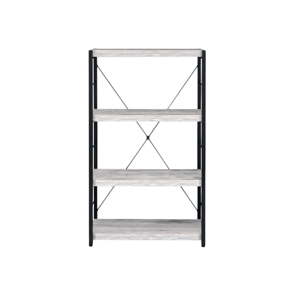 43" Antiqued White Metal Four Tier Etagere Bookcase - Homeroots - Flyclothing LLC