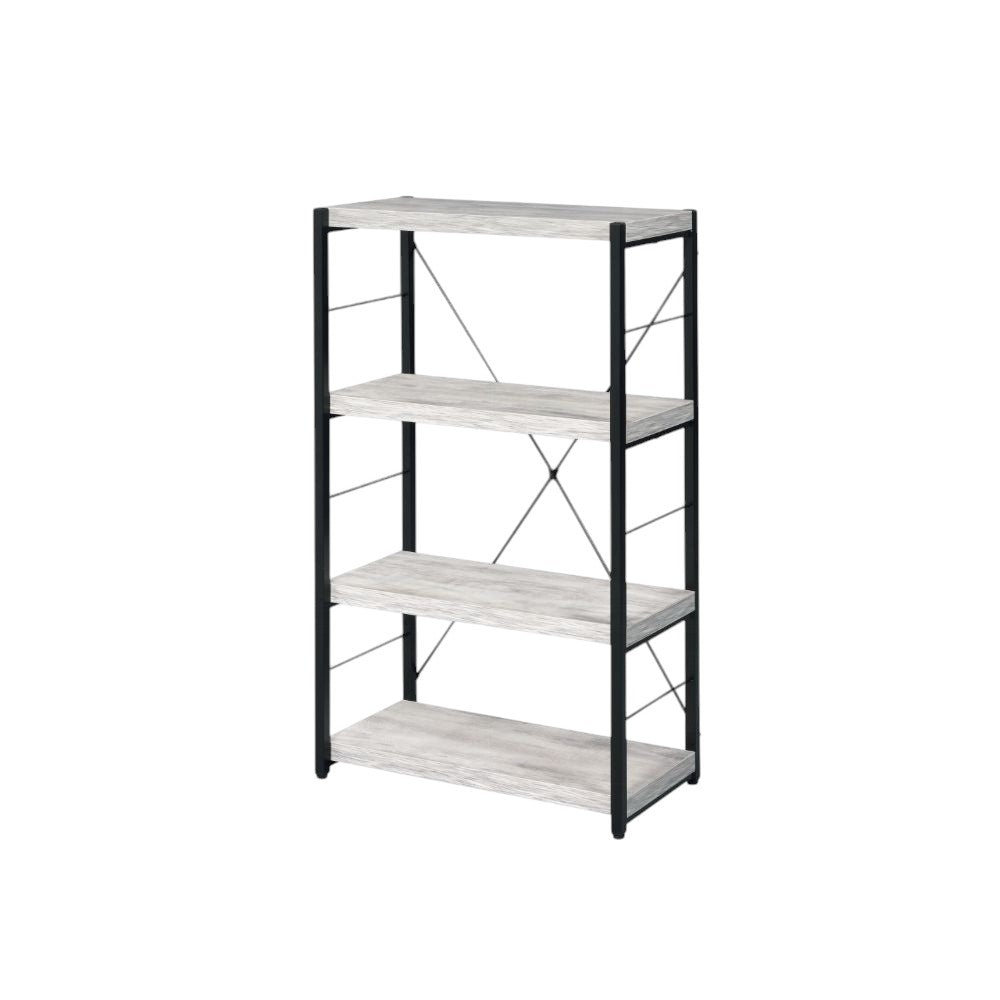 43" Antiqued White Metal Four Tier Etagere Bookcase - Homeroots - Flyclothing LLC