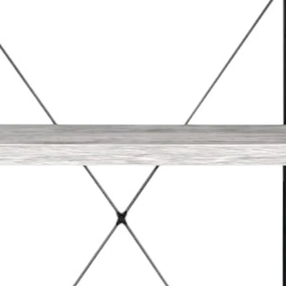 43" Antiqued White Metal Four Tier Etagere Bookcase - Homeroots - Flyclothing LLC