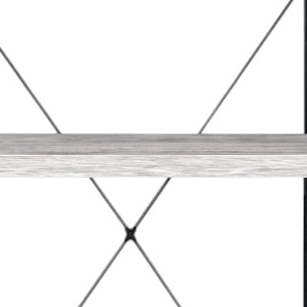 43" Antiqued White Metal Four Tier Etagere Bookcase - Homeroots - Flyclothing LLC