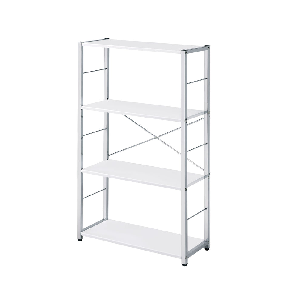 42" White Metal Four Tier Etagere Bookcase - Homeroots - Flyclothing LLC