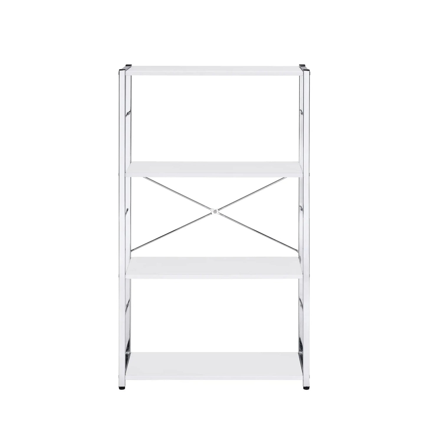42" White Metal Four Tier Etagere Bookcase - Homeroots - Flyclothing LLC