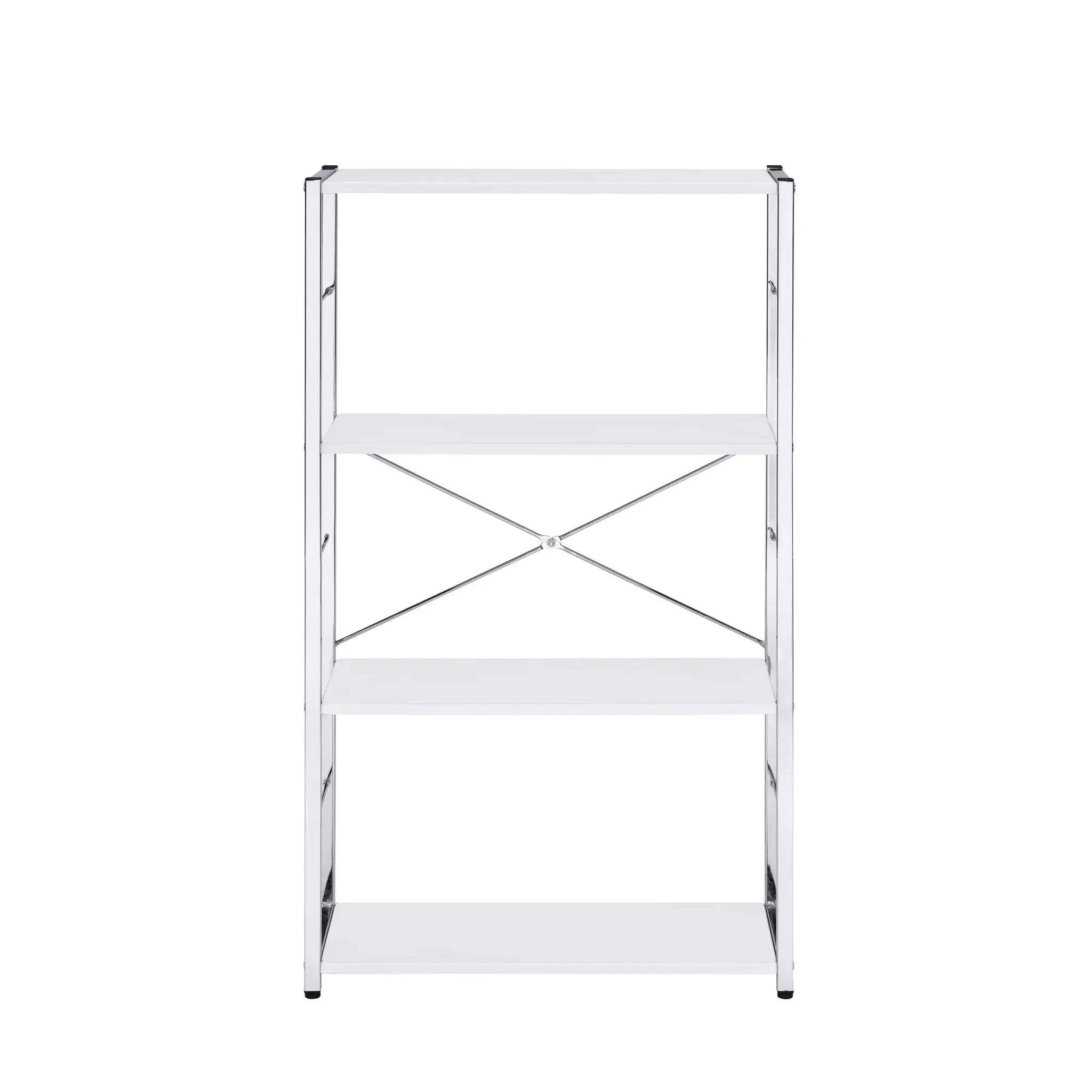 42" White Metal Four Tier Etagere Bookcase - Homeroots - Flyclothing LLC