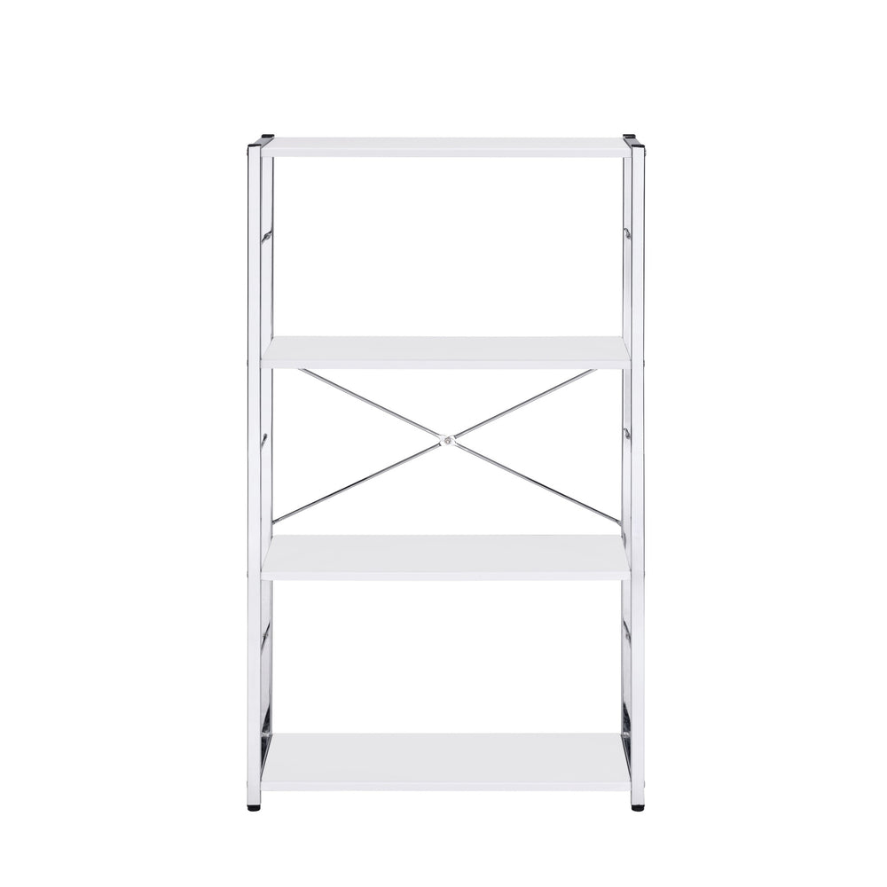 42" White Metal Four Tier Etagere Bookcase - Homeroots - Flyclothing LLC
