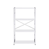 42" White And Silver Metal and Wood Four Tier Etagere Bookcase
