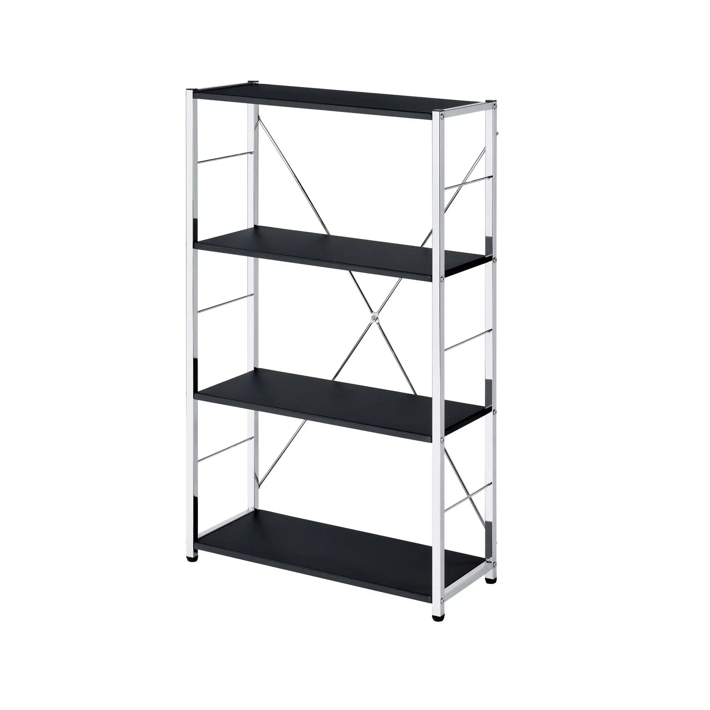 42" Black and Silver Metal Four Tier Etagere Bookcase - Homeroots - Flyclothing LLC