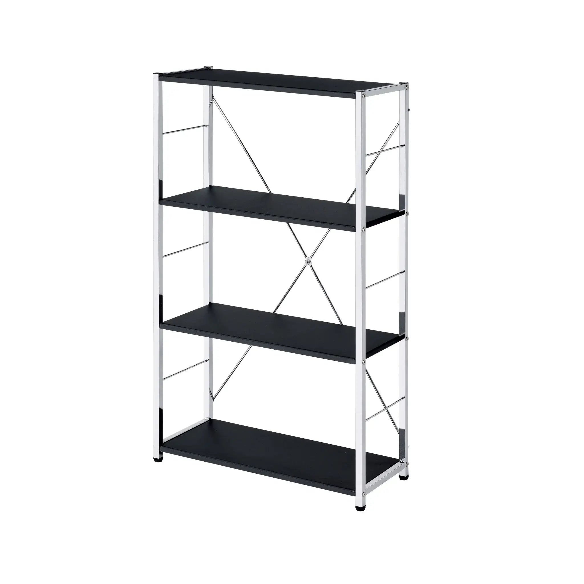 42" Black and Silver Metal Four Tier Etagere Bookcase - Homeroots - Flyclothing LLC