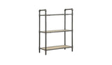36" Antique Oak and Sandy Gray Metal Three Tier Standard Bookcase - Homeroots - Flyclothing LLC
