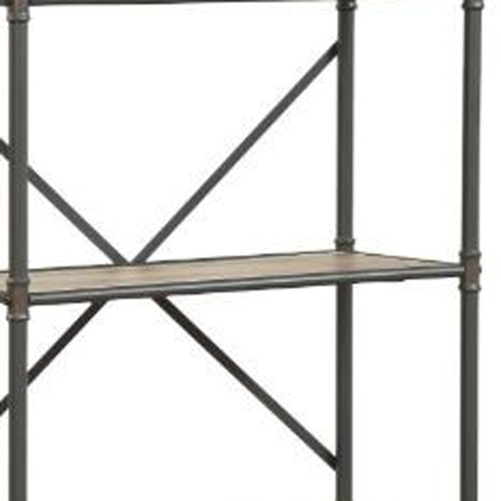 49" Gray Brown Metal Four Tier Etagere Bookcase - Homeroots - Flyclothing LLC
