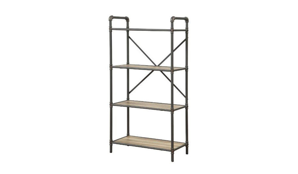 49" Gray Brown Metal Four Tier Etagere Bookcase - Homeroots - Flyclothing LLC