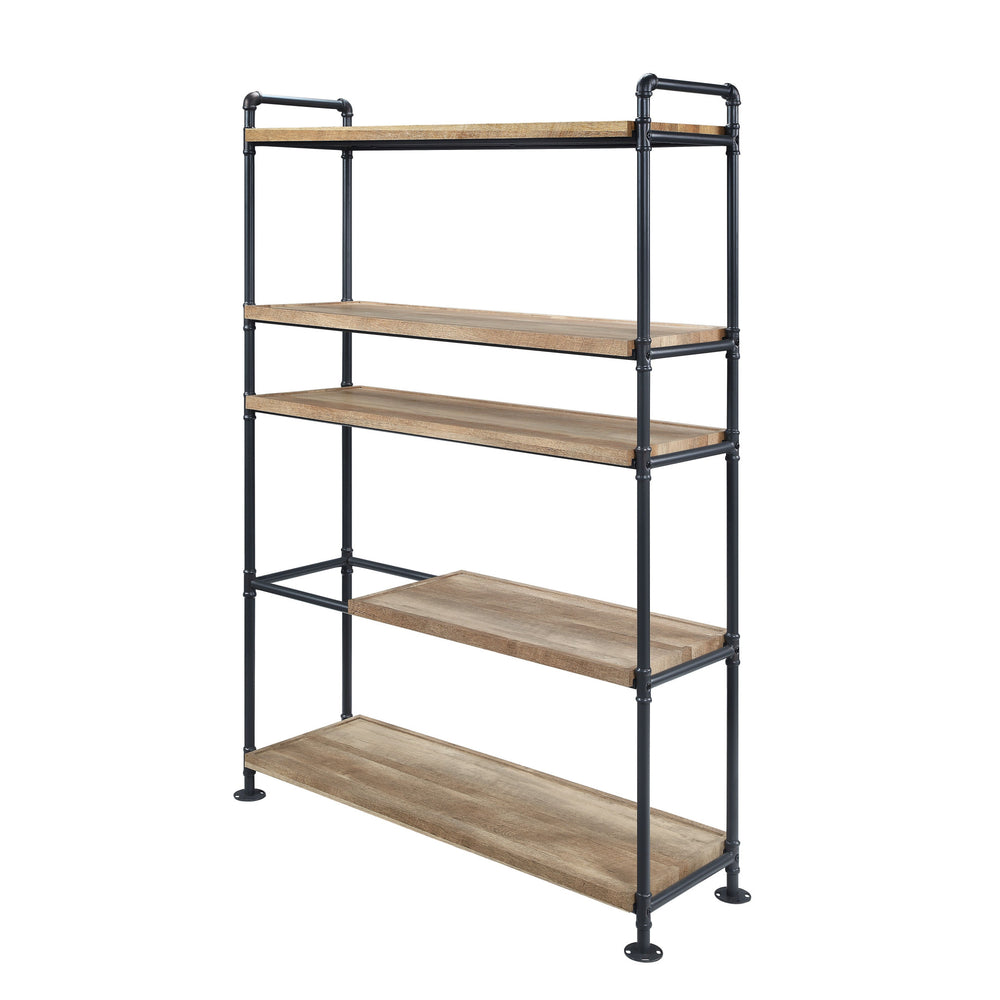 65" Brown and Black Metal Five Tier Etagere Bookcase - Homeroots - Flyclothing LLC