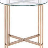 24" Champagne And Clear Glass And Metal Round End Table - Homeroots - Flyclothing LLC