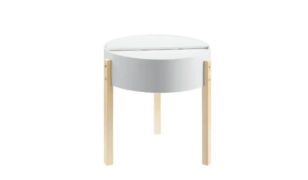 21" Natural Brown And White Manufactured Wood And Solid Wood Round End Table - Homeroots - Flyclothing LLC