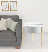 21" Natural Brown And White Manufactured Wood And Solid Wood Round End Table - Homeroots - Flyclothing LLC
