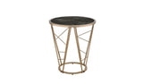 24" Champagne And Black Faux Marble Glass And Metal Round End Table - Homeroots - Flyclothing LLC
