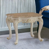 24" Pearl White Brushed With Gold Accents And Light Brown Marble End Table - Homeroots