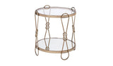23" Gold Mirrored And Metal Round End Table With Shelf - Homeroots - Flyclothing LLC