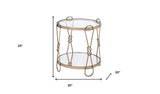 23" Gold Mirrored And Metal Round End Table With Shelf - Homeroots - Flyclothing LLC