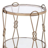 23" Gold Mirrored And Metal Round End Table With Shelf - Homeroots - Flyclothing LLC