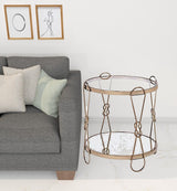 23" Gold Mirrored And Metal Round End Table With Shelf - Homeroots - Flyclothing LLC