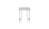 24" Chrome And Natural Oak Manufactured Wood And Metal Square End Table - Homeroots