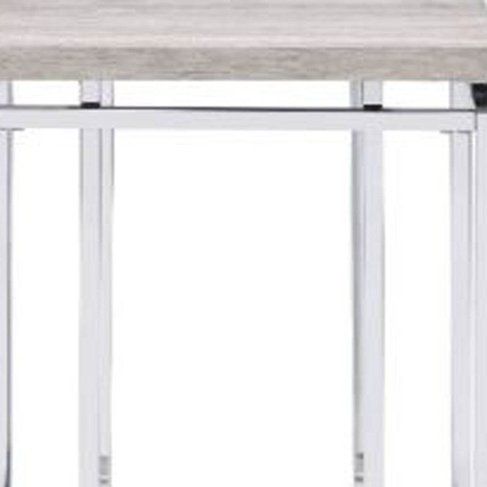 24" Chrome And Natural Oak Manufactured Wood And Metal Square End Table - Homeroots - Flyclothing LLC